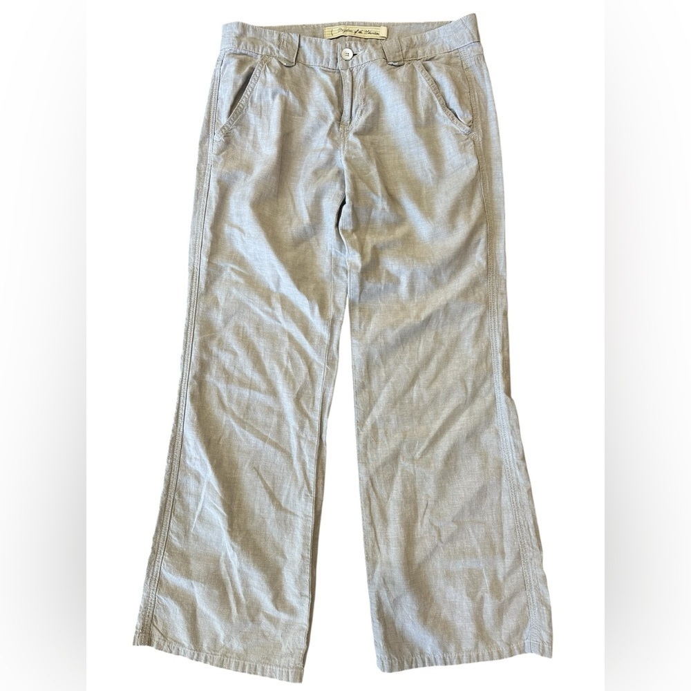 Light Gray Women's Linen Blend Pants - Picture 3 of 8
